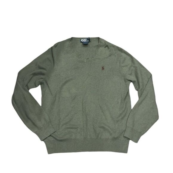 Polo Ralph Lauren light green v neck pima cotton sweater size Large - Picture 1 of 8